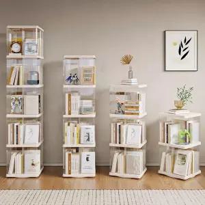 360도 회전 플라스틱 다층 수납책장 바닥형 슬림 디자인 코너형 공간활용 실용적 책꽂이