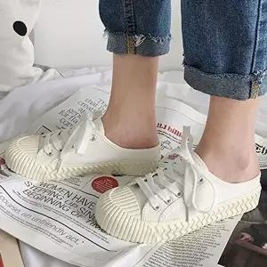 여성 운동화 캔버스화 뮬 스니커즈 슬립온 단화 4색 스니커즈운동화-WFIXVUR