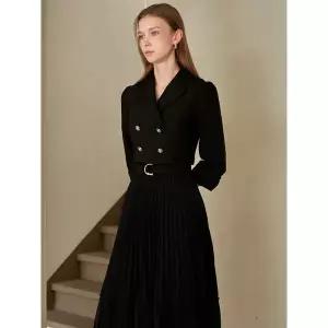 [하프클럽/]더블 버튼 벨티드 플리츠 원피스 MK10OP200HJZ