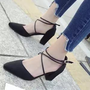 스웨이드 청키굽 3컬러 힐 스트랩힐 하이힐 굽없는힐 가보시 통굽힐-WFIXVY8
