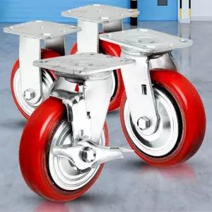 중량용 6 우레탄적색/바퀴 캐스터 에어 고무 발통고정
