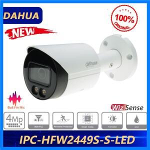 Dahua 오리지널 IPC-HFW2449S-S-LED 4MP 풀 컬러 고정 초점 총알 Wizsense 네트워크 카메라 내장 마이크 HF