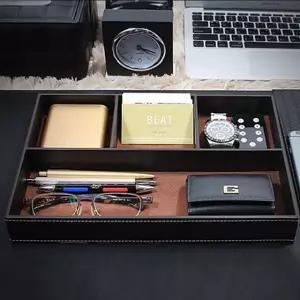 모던스타일 1단 4칸 가죽 책상정리함