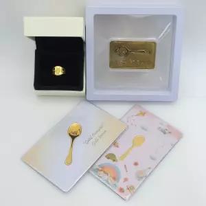 퀸스금거래소 24K 순금 금수저 돌반지 0.2g 0.5g 1g 카드메세지 액자