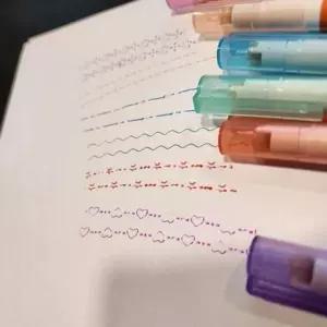 웨이브 282AJY53 데코펜 다꾸 플라워 6색 형광펜 다이어리 문구