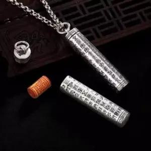 실버 불경 만트라 각인 펜던트 목걸이 이니셜펜던트 은목걸이 불경팬던트 부처님