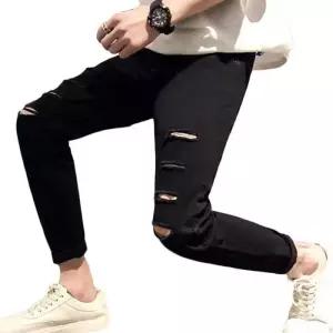 [라일리의류] Rly 남성 블랙 스키니 패션 바지 컷팅 블랙진 팬츠