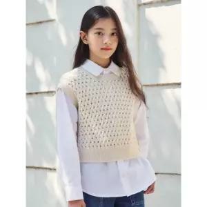 탑텐키즈 24년 FW 여아 리본 크롭 베스트 MKE4E01