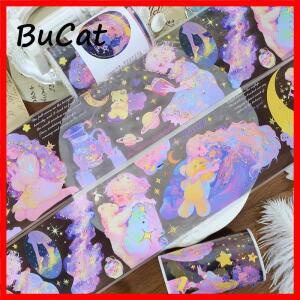 2m 무지개 빛깔의 황금 다채로운 별이 빛나는 PET 테이프 스타 문 소녀 투명 롤 스티커 Scrapbooking 저널