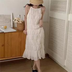 [오노마] ONM 주름 나시 캉캉 롱 원피스 일자핏 민소매 원피스 (S9872437)