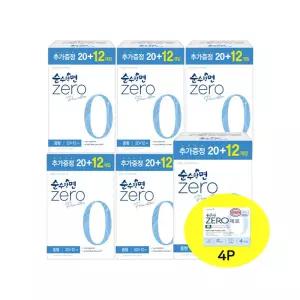 깨끗한나라 순수한면 제로 생리대 중형 32P 6팩+생리대 4P