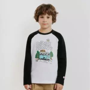 [보리보리/아웃도어프로덕츠 키즈]배색 라글란 그래픽 티셔츠 (블랙) OD251ILS03_BLK