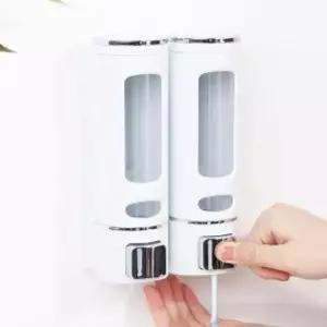 플러스 벽걸이 물비누 디스펜서 2구 400ml)  화이트) 샴푸디스펜서 린스디스펜서