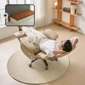 [흙침대+]아르고밀러 무선 전동리클라이너 무중력 의자 이태리 천연면피가죽) 베이지