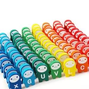 귀여운 알파벳 도미노 게임 놀이 원목 블록 쌓기 104P