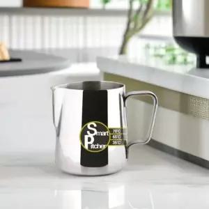 홈아트 스마트 스팀피쳐 1000ml 온도계기능 밀크저그 피처 바리스타 스텐 우유거품기