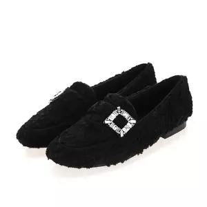 [BABARA]바바라 사각보석 퍼 기모내피 여성로퍼 2cm_BBG551