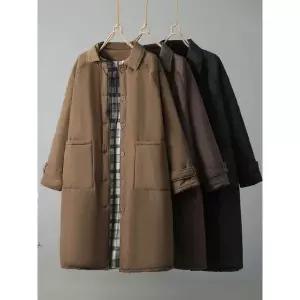 [하프클럽/에이시크]클레이 체크 패딩 롱 코트 C25DCT034