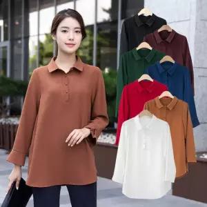 엄마옷 단추 반 오픈 블라우스 1GHJ24384 중년여성 마담 60 70대  빅사이즈 할머니