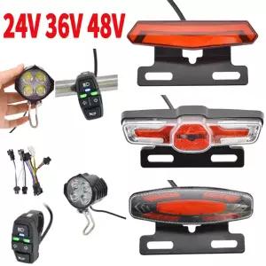 전기 자전거 전동 Ebike 프론트 브레이크 리어 라이트 세트 랙 램프 경적 헤드라이트 스위치 에너지 액세서