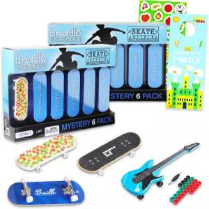 미니 스케이트보드 파티 블라인드 백 12팩 선호 - 점자 미스터리 핑거보드 12개와 스티커 번들 기타 용