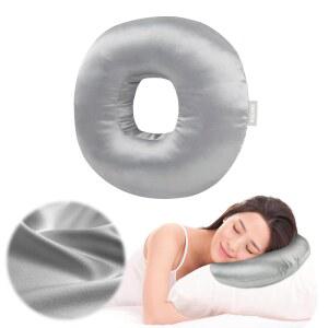 귀 구멍이 있는 옆잠자는 사람을 위한 피어싱 베개, 을 도넛 베개 CNH | 수면 압력 사람 새틴 세척 및 조절 가능한 보호대 (그레이)
