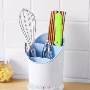주방 수저 정리함 블루 물빠짐 수저통 수납용기 보관함 (WFKA82Z)