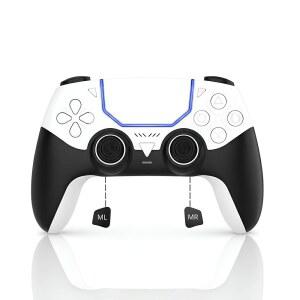 [포르르] ps5와 호환되는 giomay pro 무선 게임 컨트롤러, 블루투스 5.3, 홀 3d 조이스틱, 6축 자이로스코프, 프로그래머블 백 버튼, 듀얼 모터 진동, ios / android pc steam (흰색)과 호환됩니다