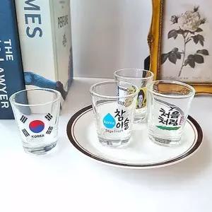 유니크 투명 유리 소주잔 1P 태극기 소주컵 기본 술잔 (WFKB4BR)