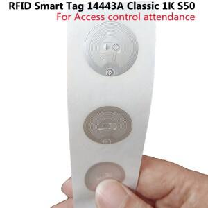 10피스 RFID 13.56MHz 스마트 태그 14443A MF F08 클래식 1K S50 습식 인레이 스티커 Lable Andriod NFC 액