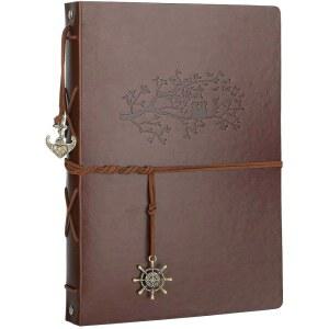 가죽 스크랩북 앨범, AIOR 빈티지 사진 앨범 DIY 메모리북, 60장의 블랙 빈 페이지 종이, 결혼 선물 생일 기념 어머니의 날 남성 여성을 위한 엄마 친구, 고양이