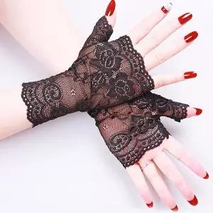 레이스 시스루 반장갑토시 플라워 패턴 쿨 핸드워머 반장갑토시