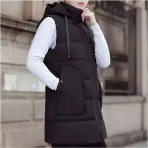 힙덮는 후드 겨울 레이어드 경량 기장 여자 패딩조끼 롱