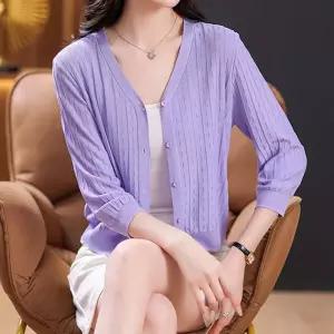 여성 여름 가디건 7부 간절기 볼레로 카디건 브이넥 여성가디건 여자가디건