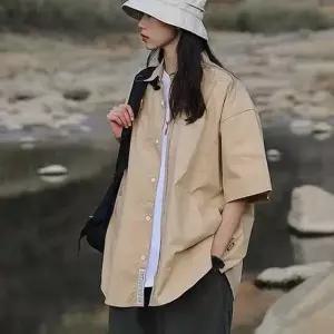 [골드스마일]포켓 오버핏 반팔 셔츠 남녀공용 캐주얼 남방