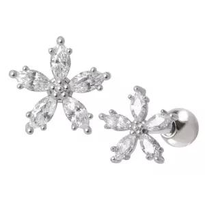 써지컬 스틸 펜타스 큐빅 꽃 패션 피어싱 한쪽