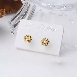 실리콘귀걸이 진주로즈 2종 W3BAF6B