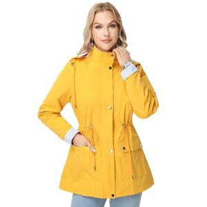 내추럴윅 여성용 롱 레인 후드 등산용 방수 재킷, 레인코트, 아웃도어 탈부착 트렌치코트,