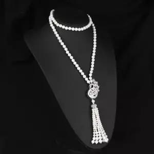 우아한 롱 긴 진주 스완 브로치겸용 심플 럭셔리 진주 W9450FF