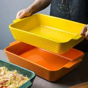 오븐 전자레인지 베이킹 플레이트 파스타 접시 세라믹 사각 홈파티 라자냐