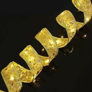 LED OFF860E9 골드 리본 트리 전구 웜 와이어 크리스마스 조명