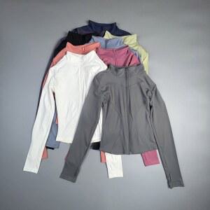 2025 새로운 요가 자켓 조각 스포츠 슬리밍 여성 바디 코트 지퍼 짧은 의류