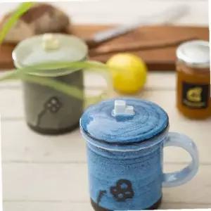 이천도자기 수 봄꽃 뚜껑머그 440ml 도자기 물잔