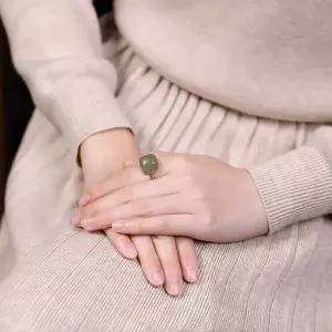 [알티피아]반지 S925 청옥 대나무잎 자연주의 옥 복고풍 시리즈