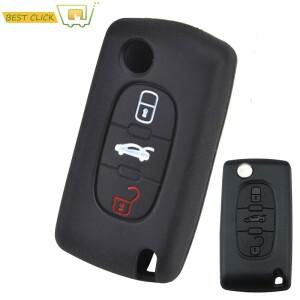 실리콘 키 케이스 커버  푸조 207 307 308 607 CC CW 전문가 파트너  테피 키리스 포브 쉘 홀더 보호대  3