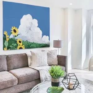 대형 패브릭 포스터 유화 해바라기 L 인테리어소품 벽