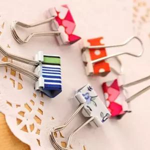 [룽스]사무용집게 예쁜 빈티지집게 문구 칼라 쇠집게 24개