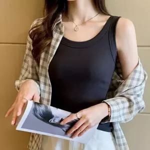 [라일리여성의류] Rly 민소매 기본 나시 크롭나시 골지 사계절 스트라