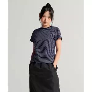 챔피온 CHAMPION 여성 C로고 스트라이프 반팔 티셔츠 Navy 417092