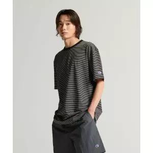 챔피온 CHAMPION C로고 스트라이프 반팔 티셔츠 Black 417103